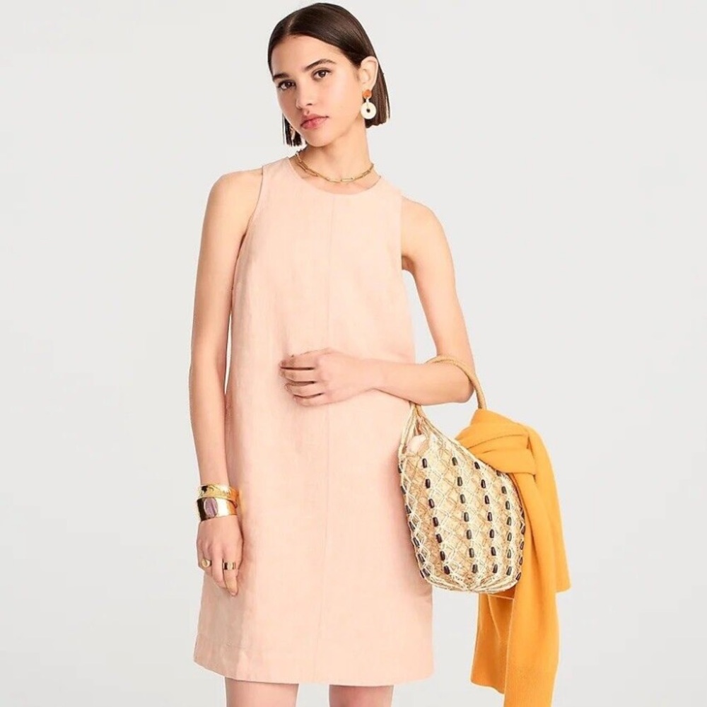 2331 J.Crew NWT Button-back Linen Shift Dress For Women’s size XS